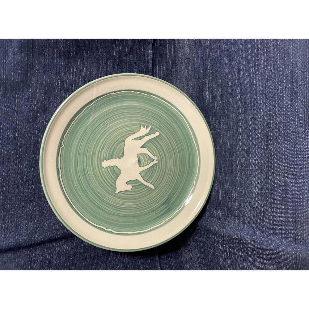 Dressage plate 8" green and cream equestrian LR Beck